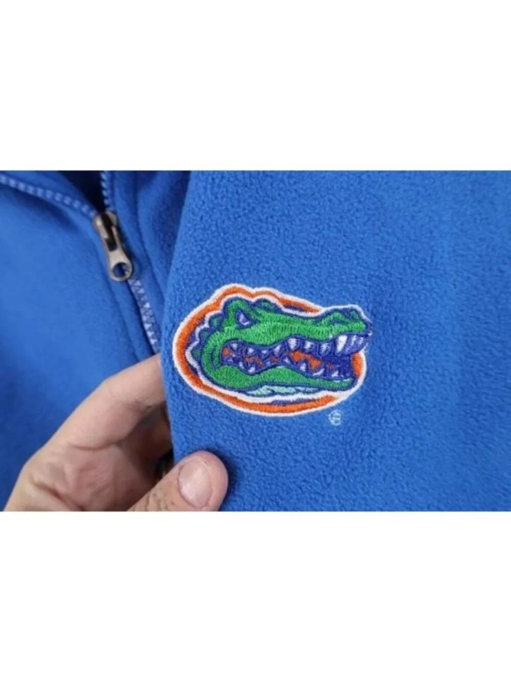 Vintage 90s Mens XL University of Florida 1/4 Zip Fleece Pullover Sweater Blue
